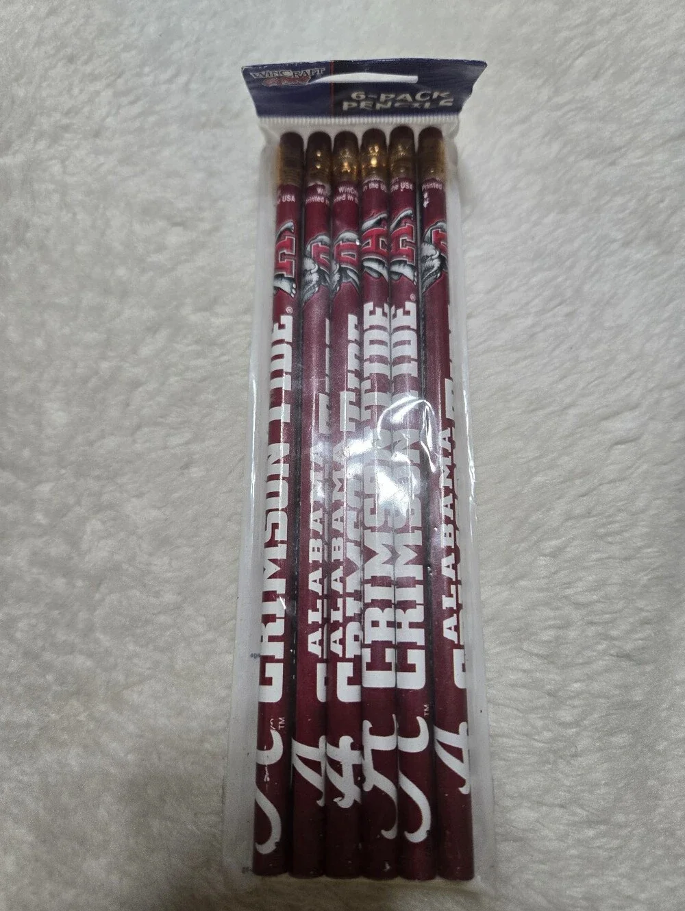 WinCraft Sports 6 Pack Alabama Crimson Tide Wooden Pencils NIB